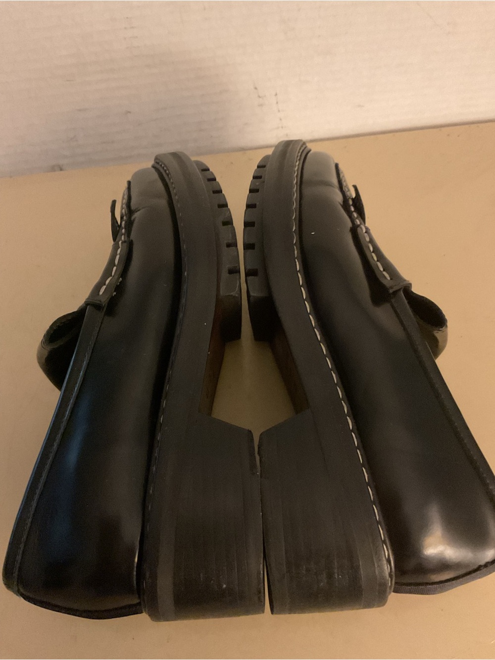 rag & bone women Black Leather platform loafer heel shoes US 7.5 - Picture 3 of 11